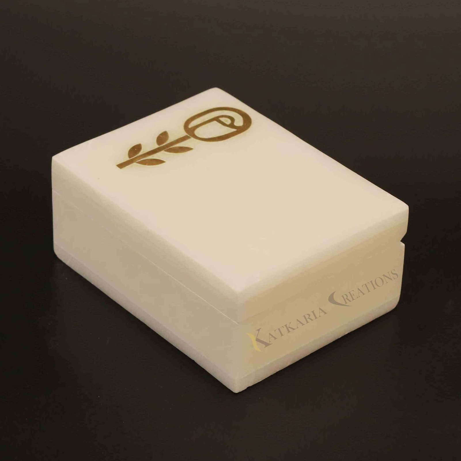 Rose Marble Jewellery Box With Brass Inlay Work