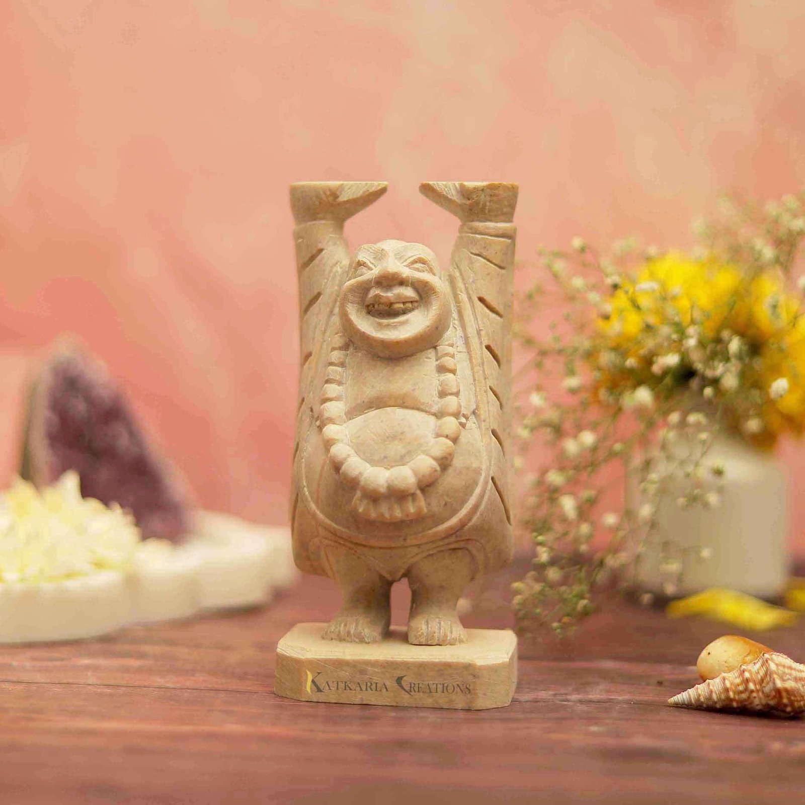 Soapstone Laughing Buddha Statue