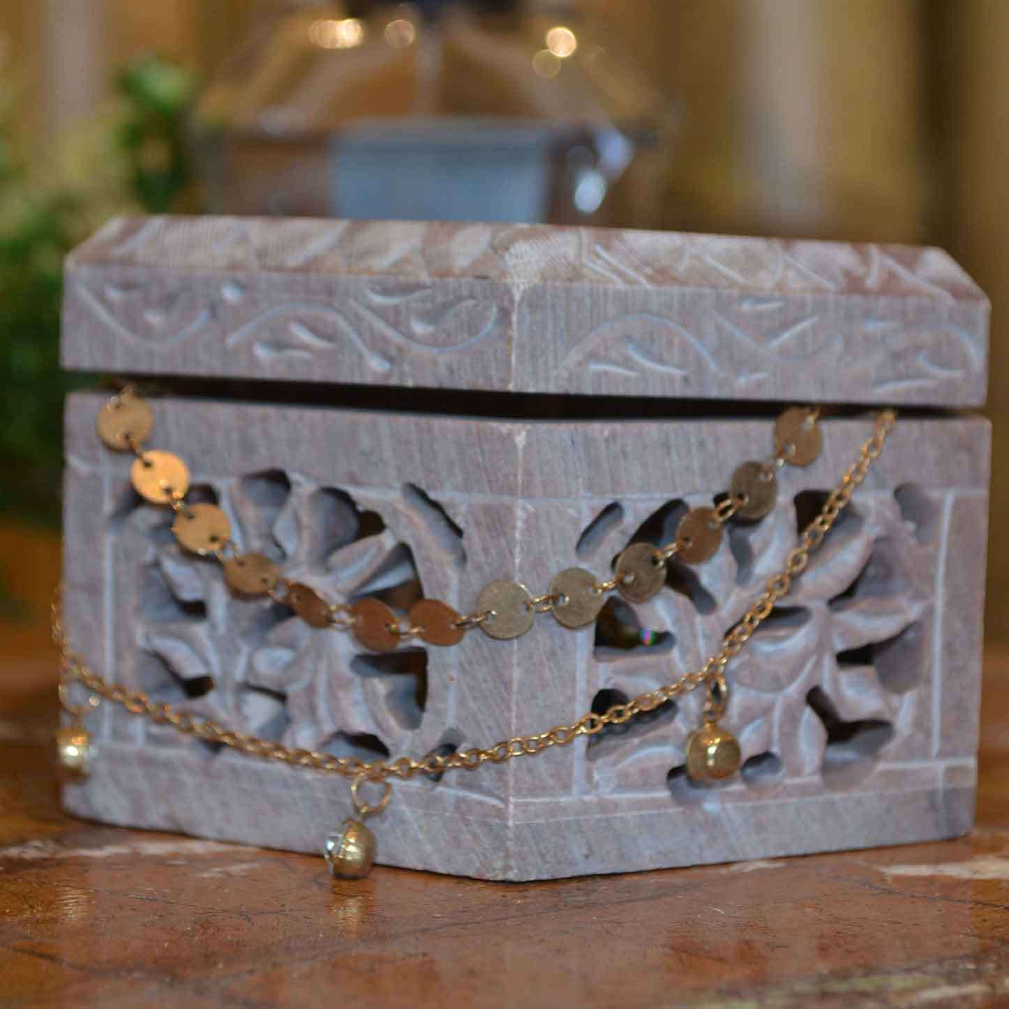 Handmade Marble Jewelry Box Home Decor Showpiece Jewellery Organizer Dressing Table Storage