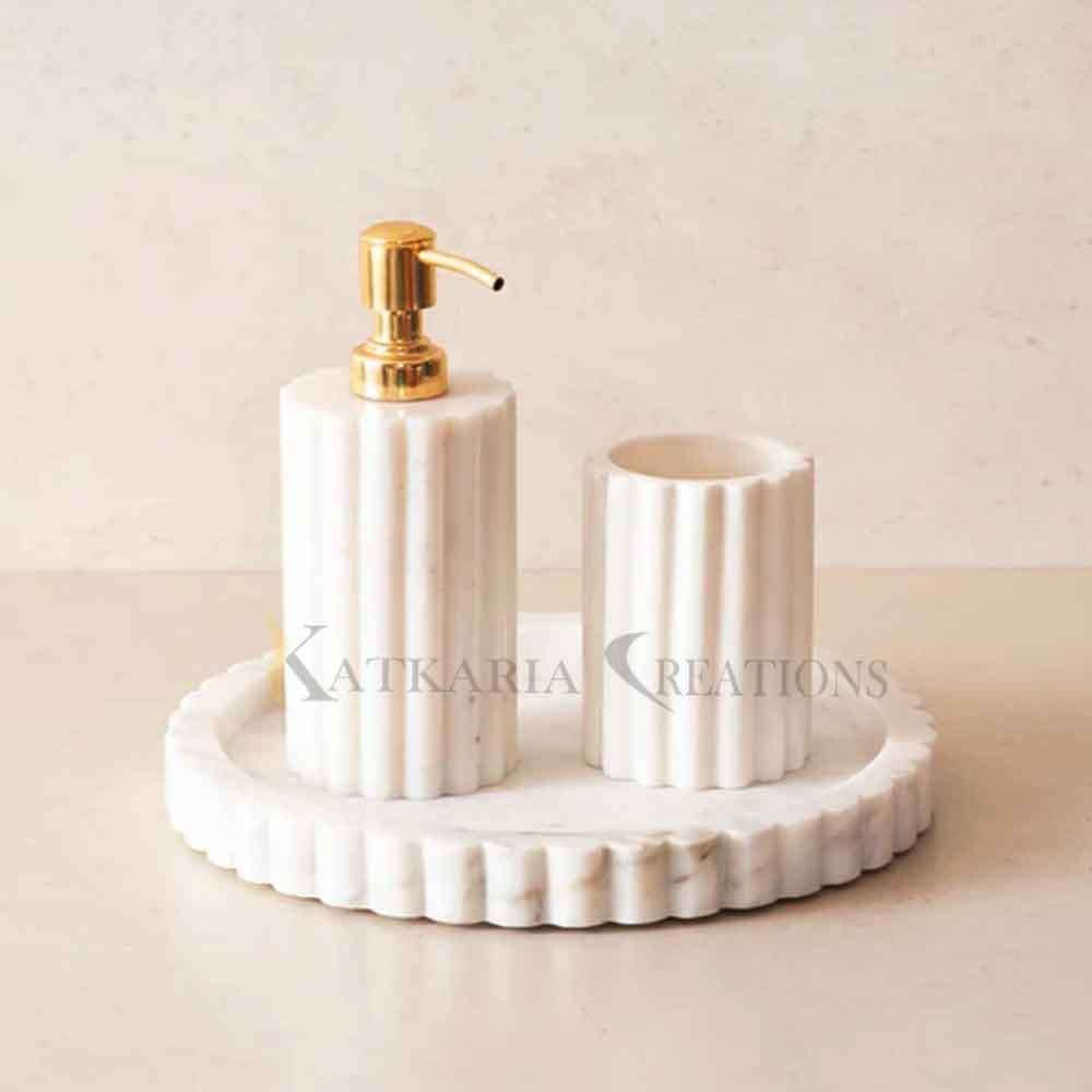 Mable Flute Bathroom Set OF 3 |  Bathroom Accessories For Home & Office