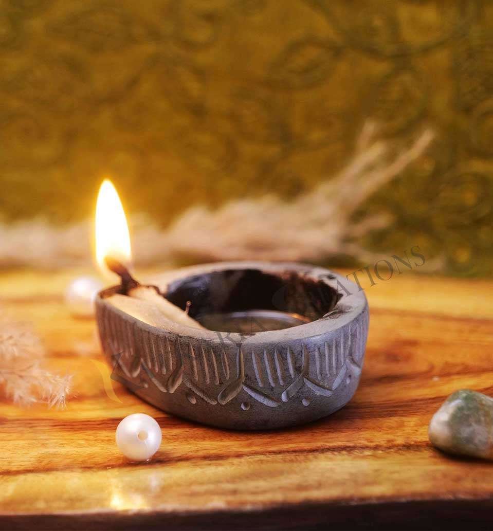 Marble Diya for Pooja | Oil Lamp for Puja | Diya for Temple & Festival Decor