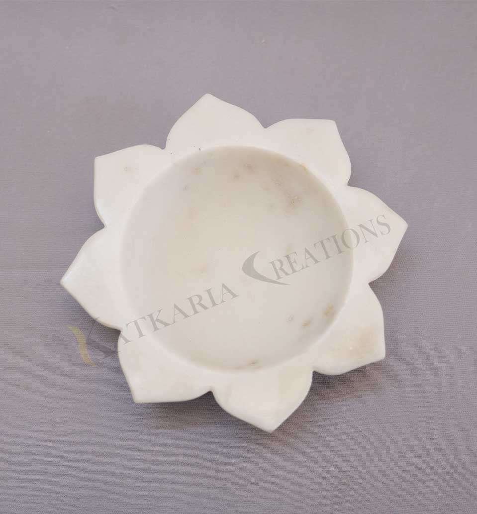 Marble Big Marble Diya for Pooja | Oil Lamp for Puja | Diya for Temple & Festival Decor