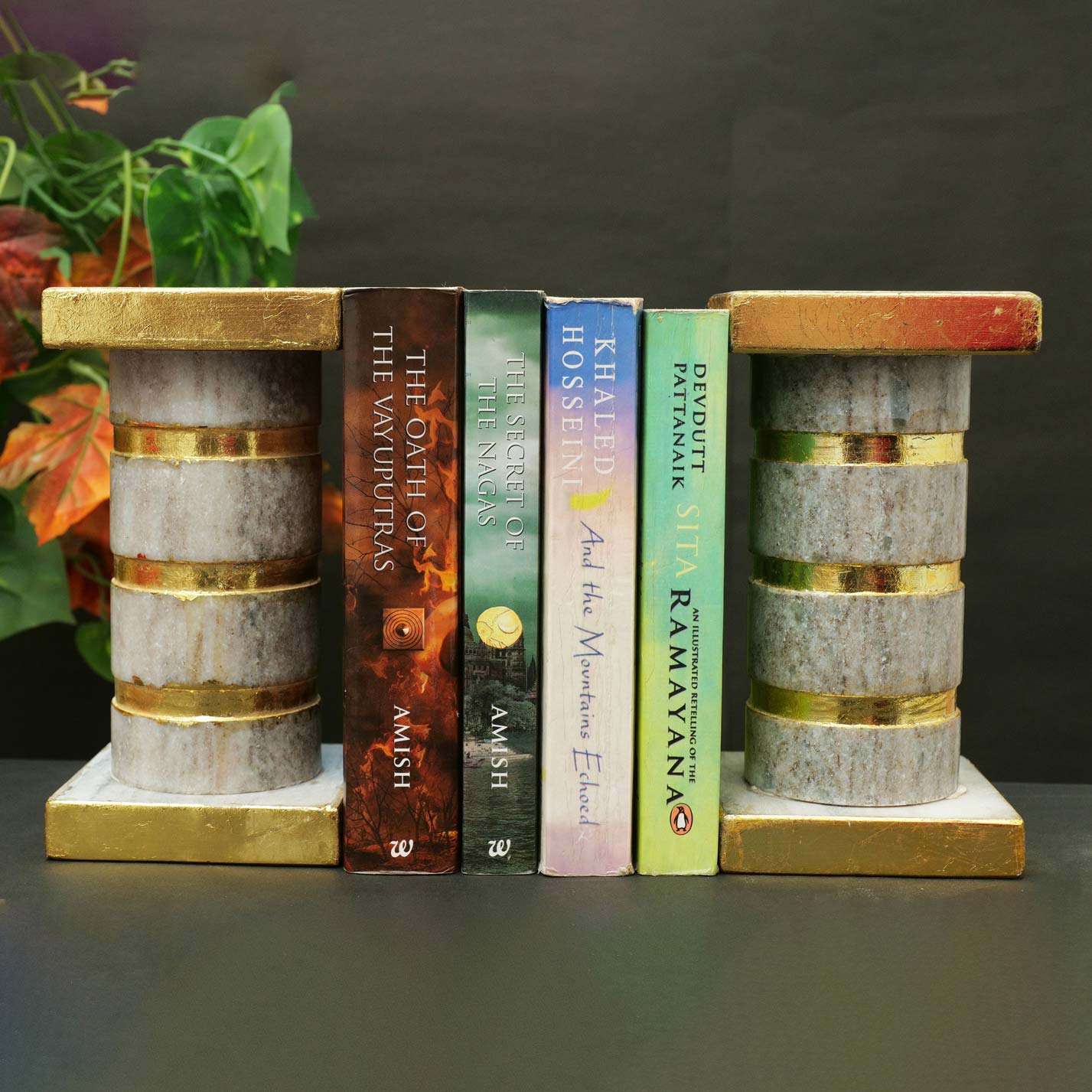  Marble Bookends - Set of 2 Bookends | Book Organizers | Book Shelves | Home Decor | Office Decor (Soapstone Pillar )