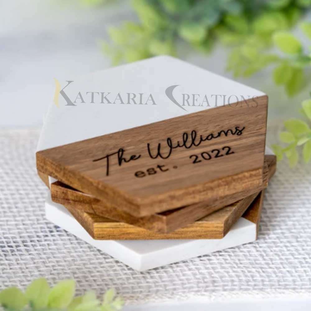 Personalized Marble & Wooden Coasters 
