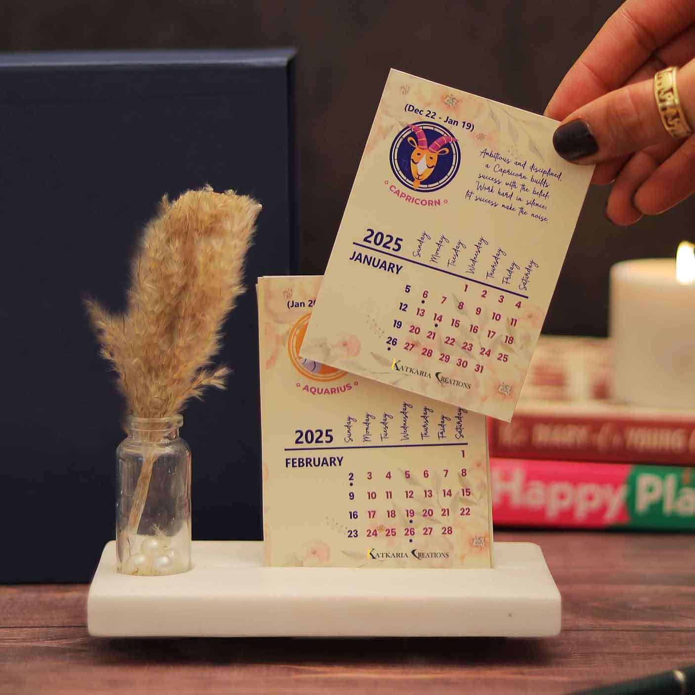 Zodiac Theme 2025 Marble Desk Calendar