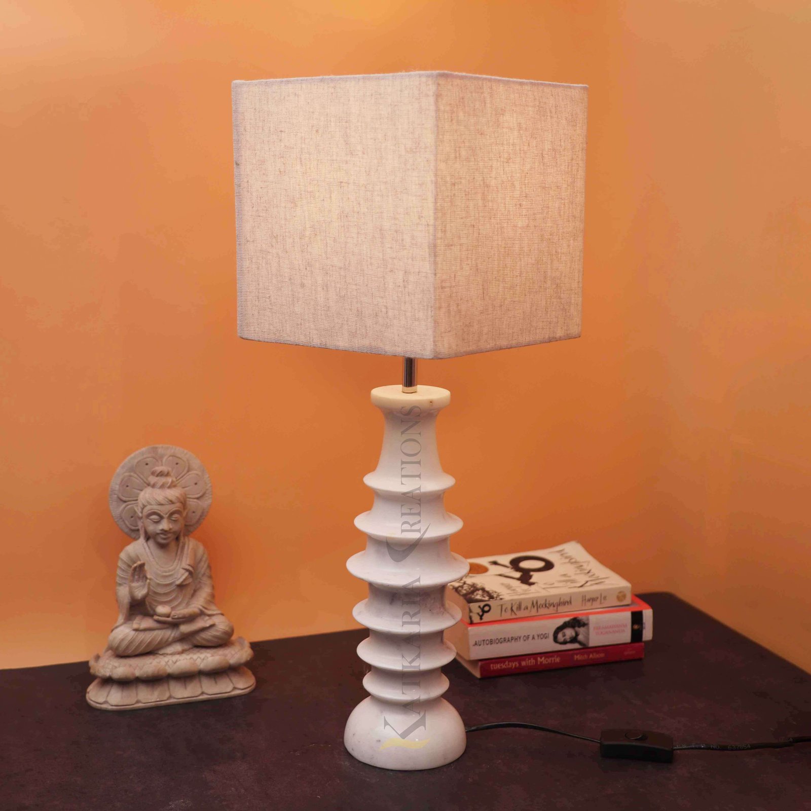 White Marble Table Lamp For Home & Office Decor