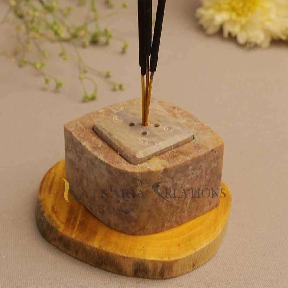 Soapstone Plain Incense Holder For Home & Office Pooja
