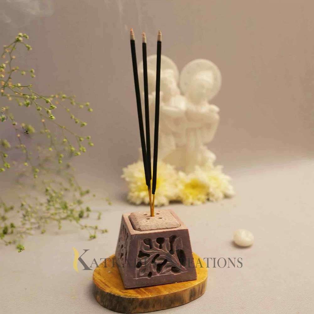 Soapstone Floral Incense Holder 