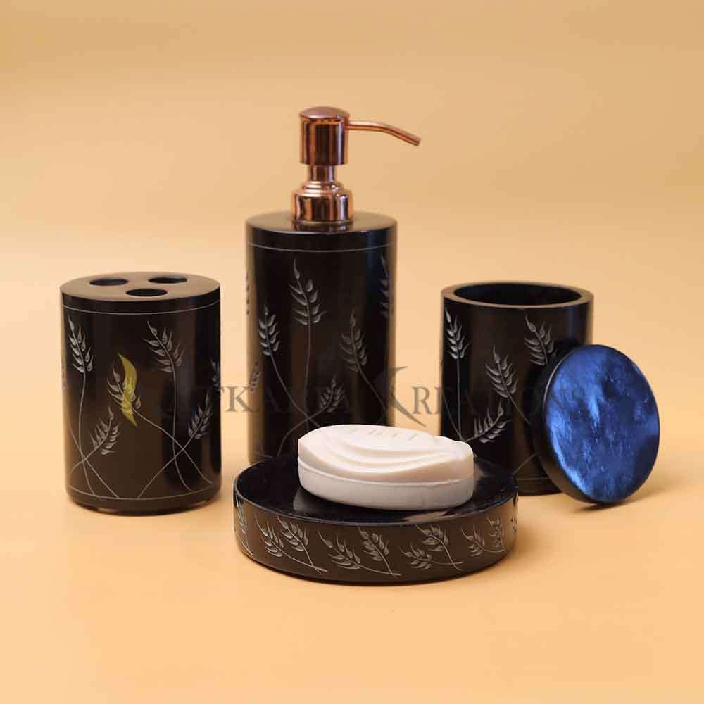 Soapstone Carving Work Bathroom Set of 4 |  Bathroom Accessories For Home & Office