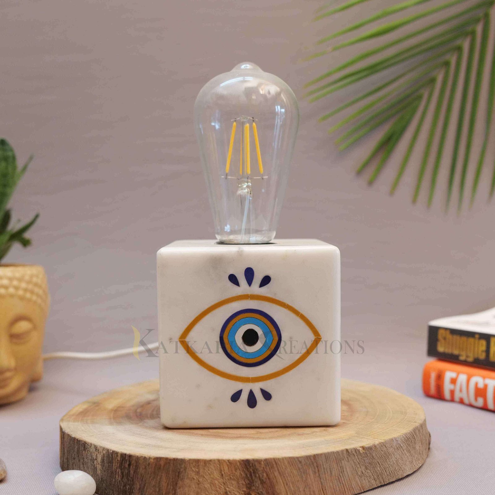 Marble Evil Eye Table Lamp || Lamps for Living Room/Reading/Home Decor