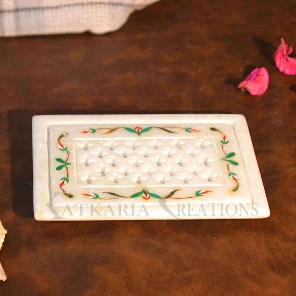 KC Marble Inlay Soap Dish | Bathroom Accessoriess and Decor | 100% Handmade (Green)