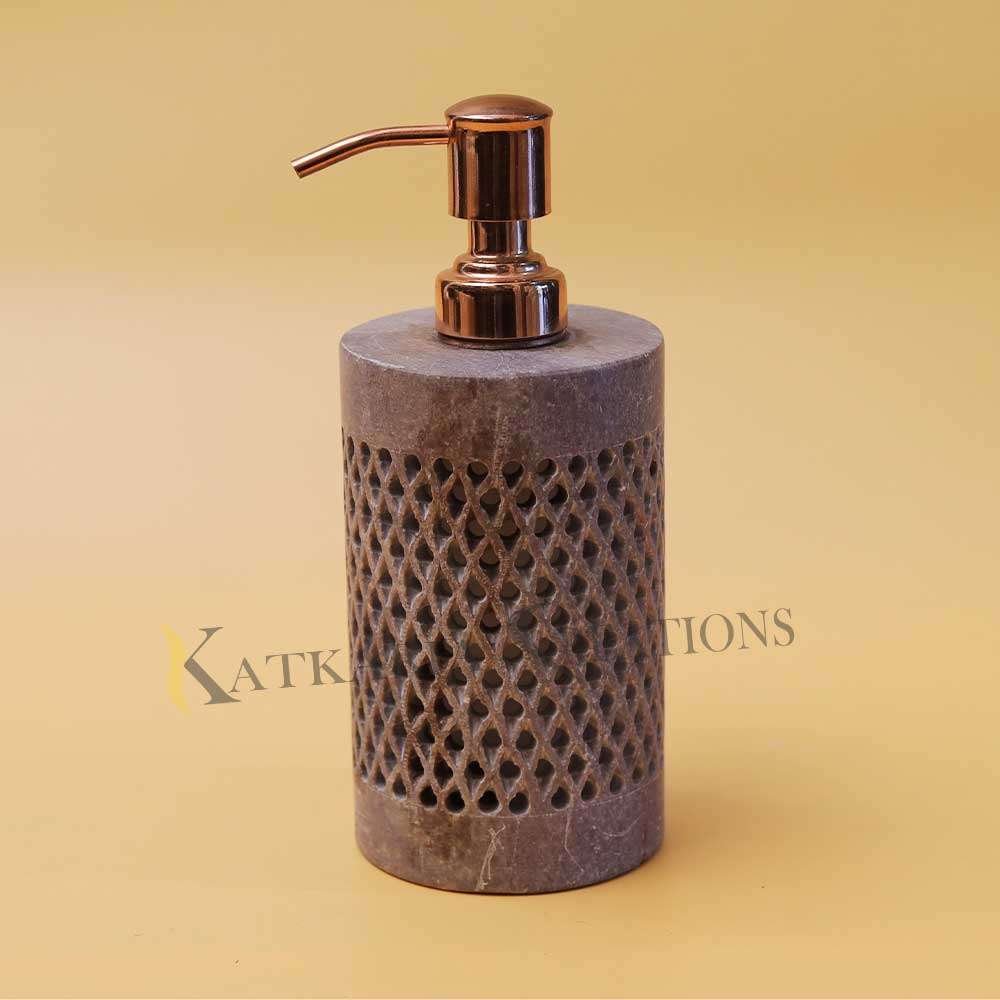 Soapstone Soap Dispenser With Hand Carving Work