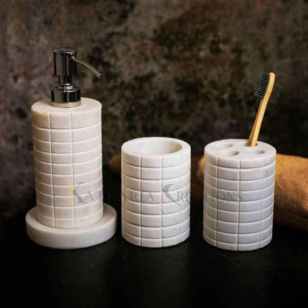 Mable Soapstone Bathroom Set OF 4 | Bathroom Accessories For Home & Office