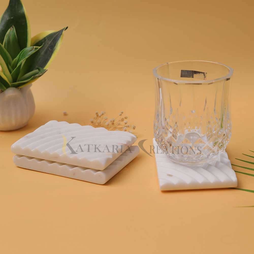 Handmade Rectangle Marble Coasters Set 