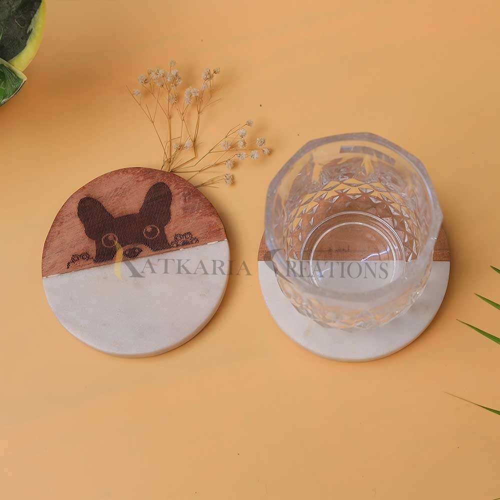 Marble & Wooden Dog Coasters 