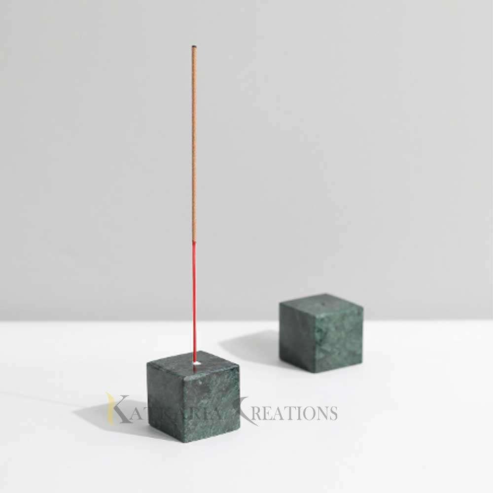 Green Marble Cube Incense Stick Holder For Home & Office 