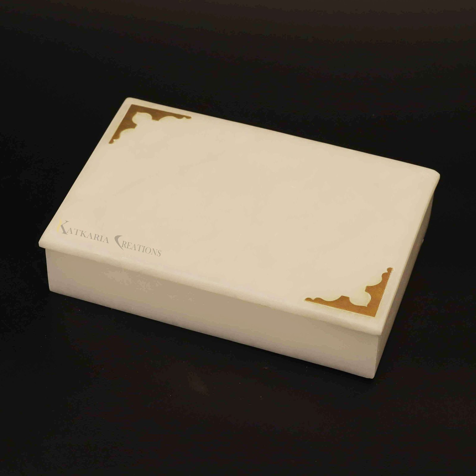 Luxury Marble Jewellery Box with Brass Inlay Work