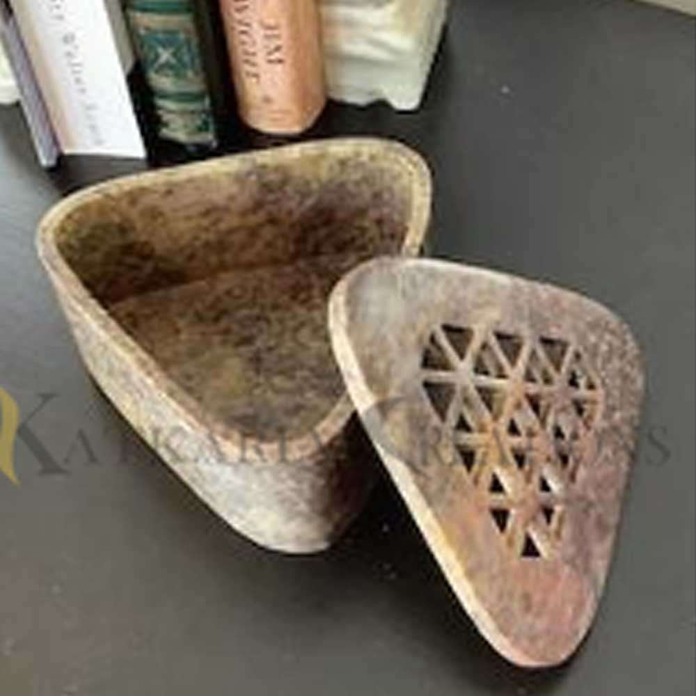 Triangle Soapstone Carving Box