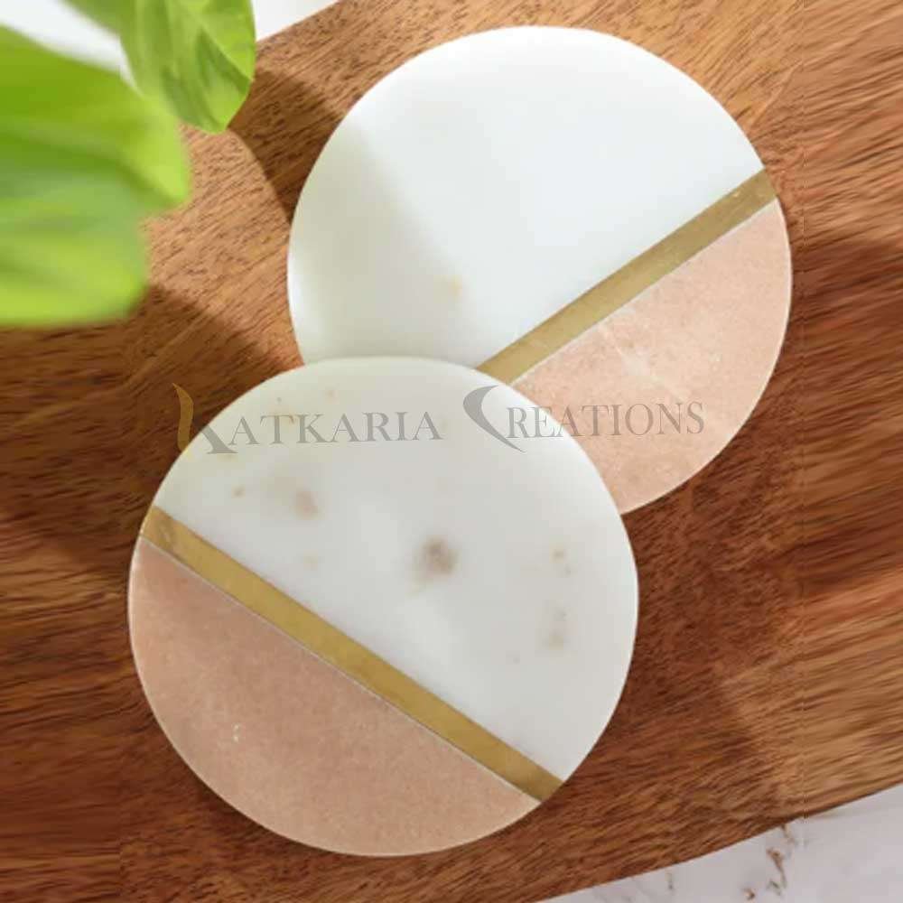 White & Pink Marble Coasters 