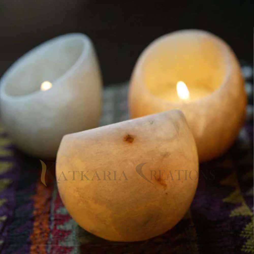Italian Marble Cup Tea Light Candle Holder  For Home Decor 