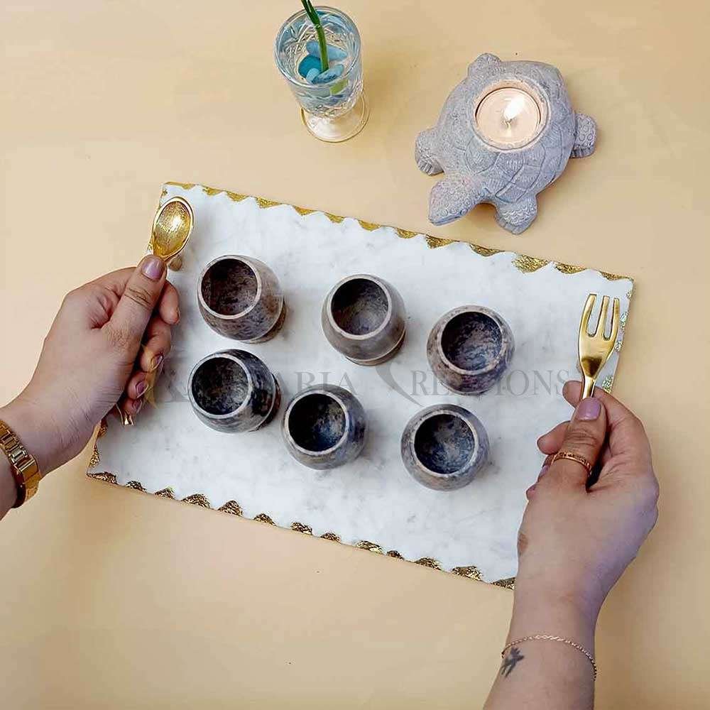 Marble Tray With Spoon & Fork Handle