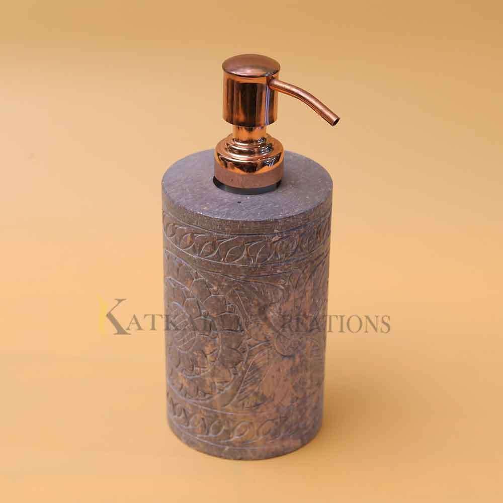 Floral Soapstone Liquid Soap Dispenser For Home & Office 