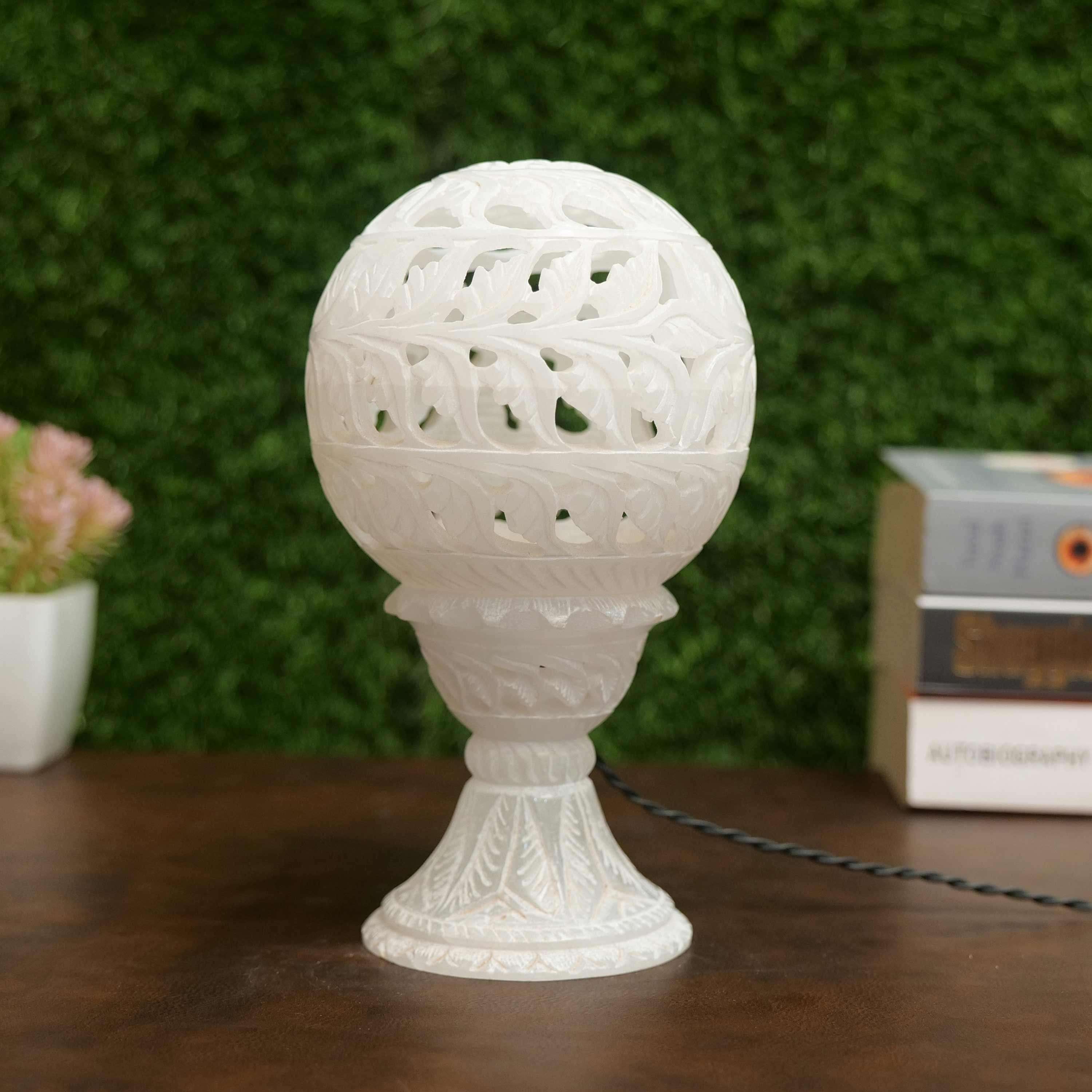 Italian Marble Table Lamp || Ball Shaped|| Home & Office Décor || Handmade Gifts || Perfect for Bedside Reading Lamp