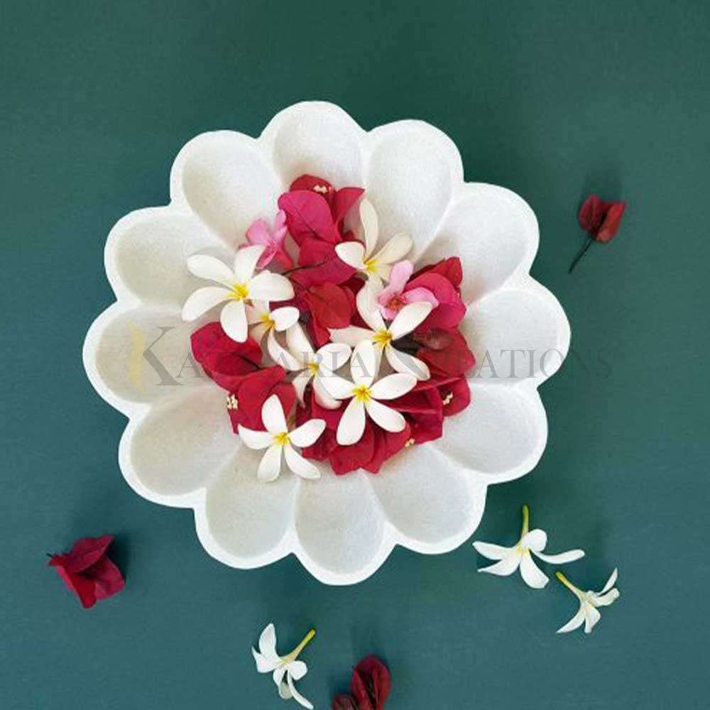 White Marble Floral Urli