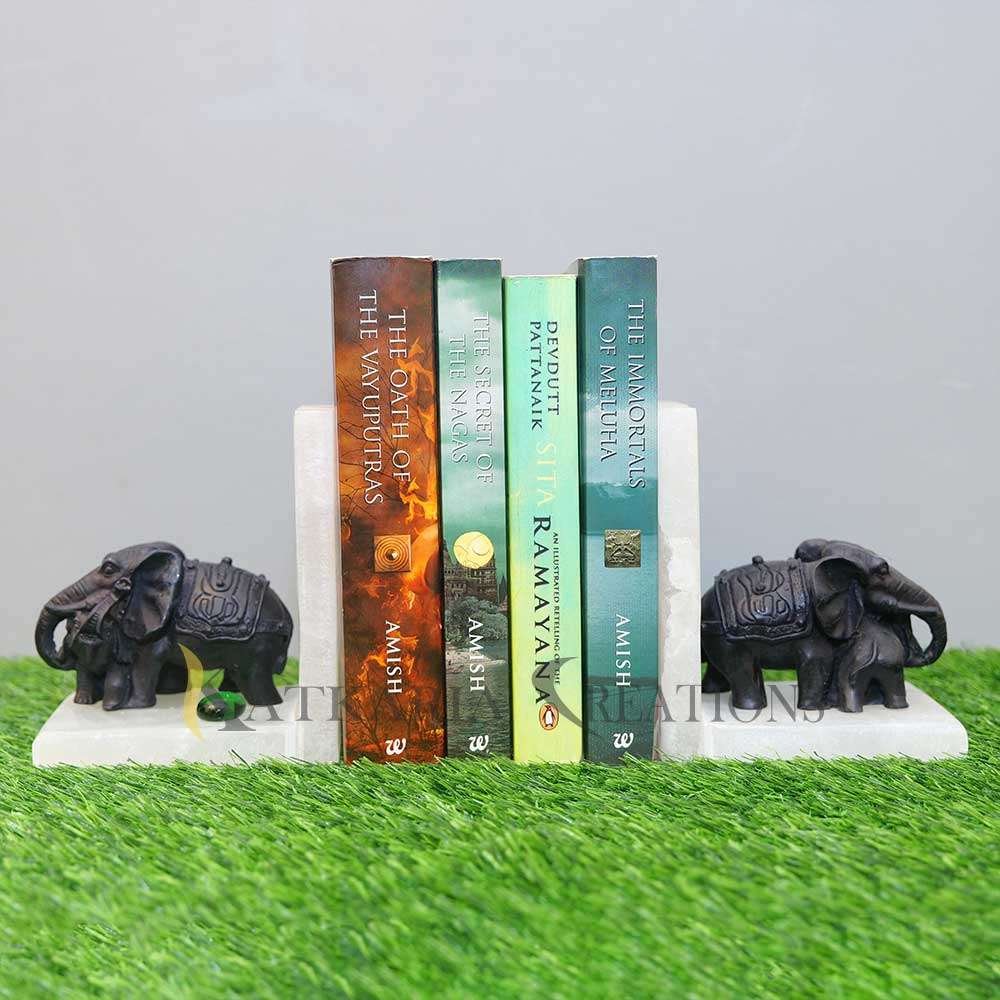 Black Slon Elephant Bookends Set of 2