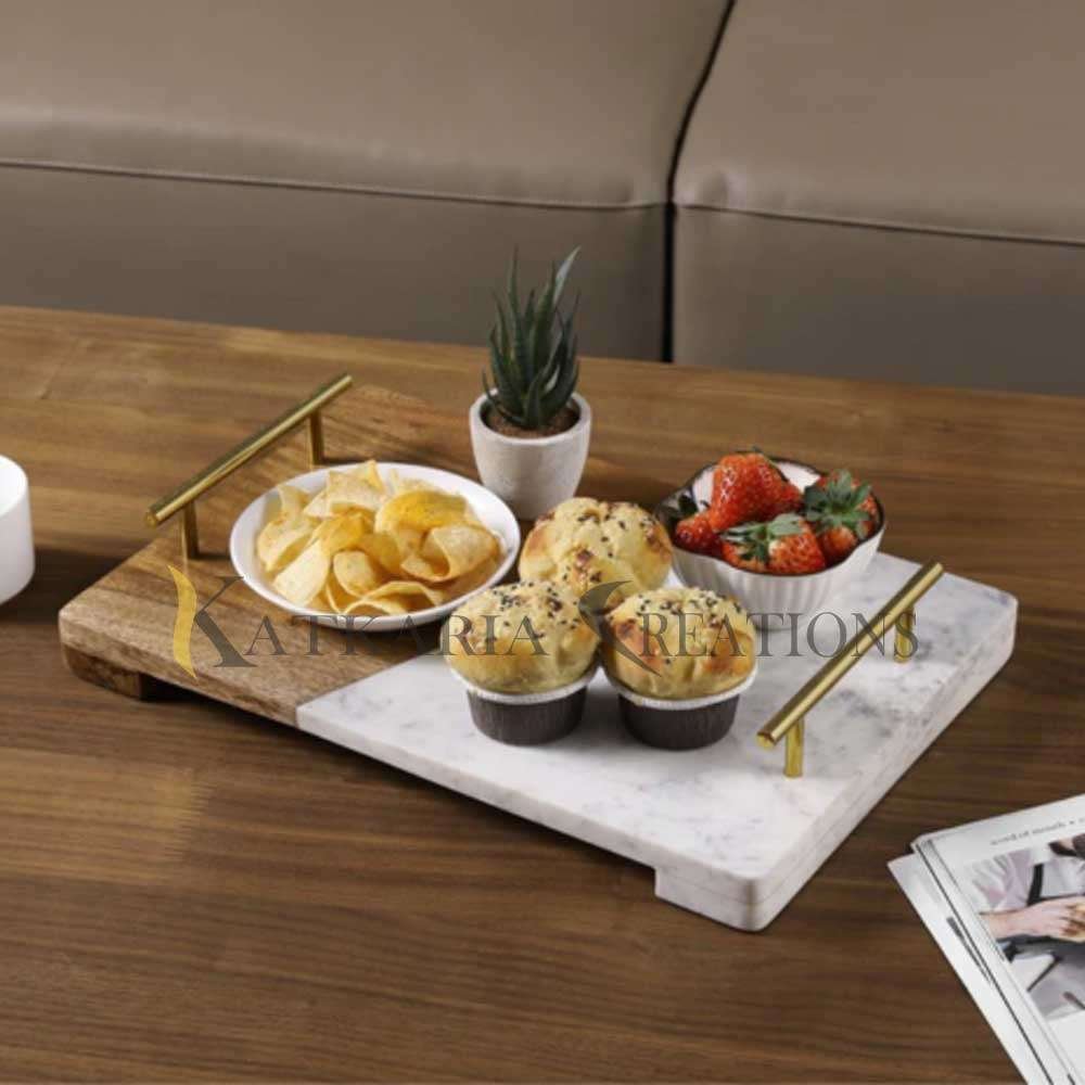 Marble & Wooden Serving Tray 