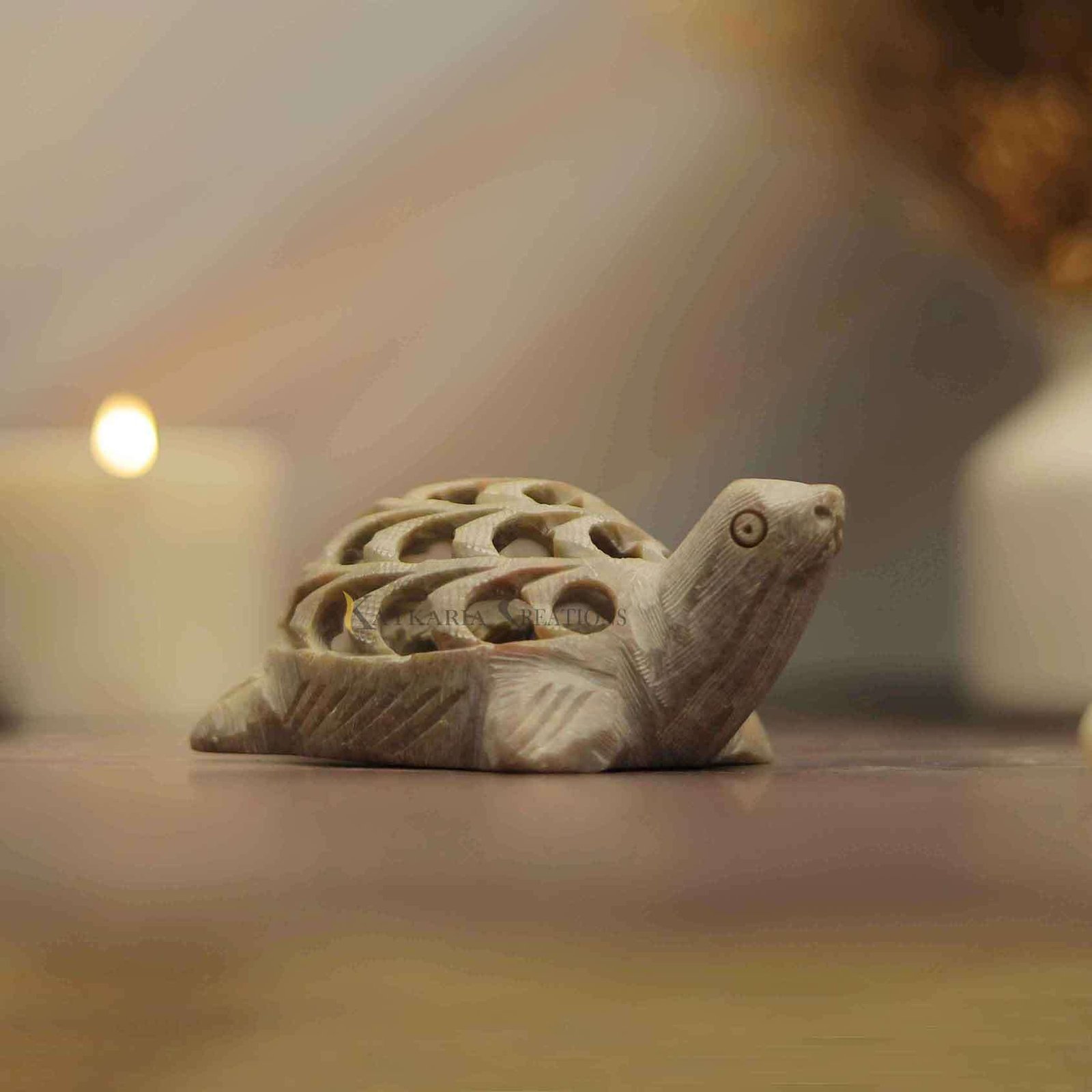 Soapstone Small Turtle Statue with Intricate Carvings Work For Home Decor